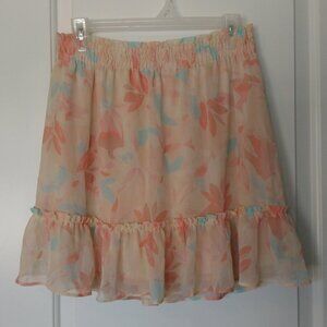 LC Lauren Conrad Women's Floral Lined Flounce Skirt Size L